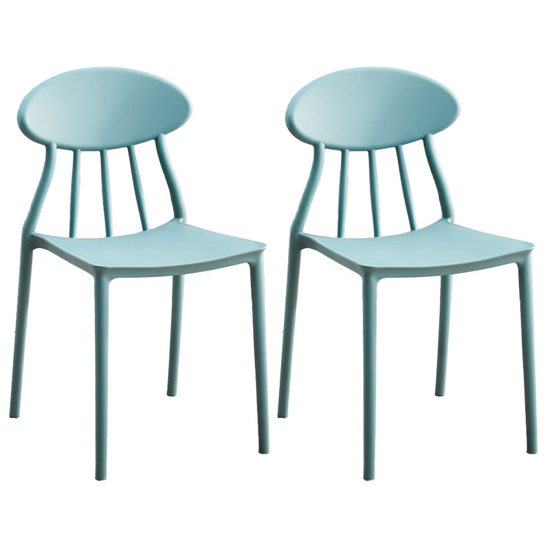 Modern Kitchen Plastic Dining Chairs Open Back Dining Side Armless Chairs Light Blue 2 Piece Set Clearhalo ' kitchen&dining_furn' 'Dining Chairs' 'Dining Tables & Seating' 'dining_chair' 'furn' 'furn_dining_chair' 'Furniture' 'furniture_dining_chair' 'Kitchen & Dining Furniture' 'kitchen' 3853717
