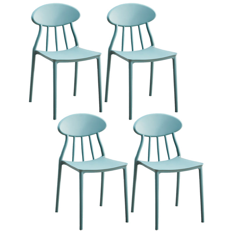 Modern Kitchen Plastic Dining Chairs Open Back Dining Side Armless Chairs Light Blue 4 Piece Set Clearhalo ' kitchen&dining_furn' 'Dining Chairs' 'Dining Tables & Seating' 'dining_chair' 'furn' 'furn_dining_chair' 'Furniture' 'furniture_dining_chair' 'Kitchen & Dining Furniture' 'kitchen' 3853719