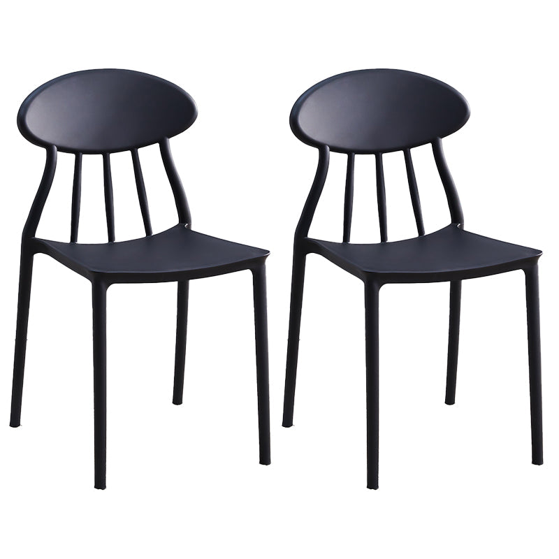 Modern Kitchen Plastic Dining Chairs Open Back Dining Side Armless Chairs Black 2 Piece Set Clearhalo ' kitchen&dining_furn' 'Dining Chairs' 'Dining Tables & Seating' 'dining_chair' 'furn' 'furn_dining_chair' 'Furniture' 'furniture_dining_chair' 'Kitchen & Dining Furniture' 'kitchen' 3853727