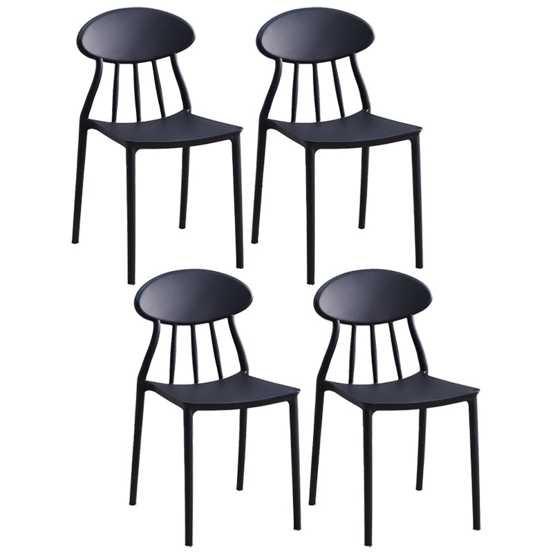 Modern Kitchen Plastic Dining Chairs Open Back Dining Side Armless Chairs Black 4 Piece Set Clearhalo ' kitchen&dining_furn' 'Dining Chairs' 'Dining Tables & Seating' 'dining_chair' 'furn' 'furn_dining_chair' 'Furniture' 'furniture_dining_chair' 'Kitchen & Dining Furniture' 'kitchen' 3853728