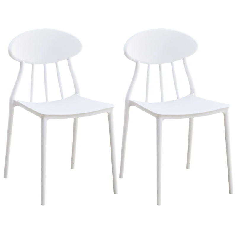 Modern Kitchen Plastic Dining Chairs Open Back Dining Side Armless Chairs White 2 Piece Set Clearhalo ' kitchen&dining_furn' 'Dining Chairs' 'Dining Tables & Seating' 'dining_chair' 'furn' 'furn_dining_chair' 'Furniture' 'furniture_dining_chair' 'Kitchen & Dining Furniture' 'kitchen' 3853730