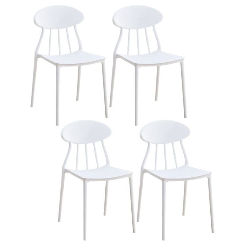 Modern Kitchen Plastic Dining Chairs Open Back Dining Side Armless Chairs White 4 Piece Set Clearhalo ' kitchen&dining_furn' 'Dining Chairs' 'Dining Tables & Seating' 'dining_chair' 'furn' 'furn_dining_chair' 'Furniture' 'furniture_dining_chair' 'Kitchen & Dining Furniture' 'kitchen' 3853731