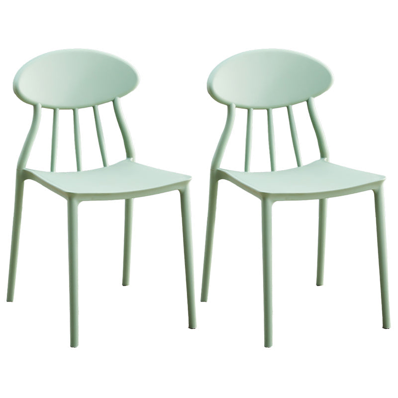 Modern Kitchen Plastic Dining Chairs Open Back Dining Side Armless Chairs Light Green 2 Piece Set Clearhalo ' kitchen&dining_furn' 'Dining Chairs' 'Dining Tables & Seating' 'dining_chair' 'furn' 'furn_dining_chair' 'Furniture' 'furniture_dining_chair' 'Kitchen & Dining Furniture' 'kitchen' 3853733