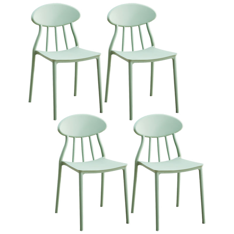 Modern Kitchen Plastic Dining Chairs Open Back Dining Side Armless Chairs Light Green 4 Piece Set Clearhalo ' kitchen&dining_furn' 'Dining Chairs' 'Dining Tables & Seating' 'dining_chair' 'furn' 'furn_dining_chair' 'Furniture' 'furniture_dining_chair' 'Kitchen & Dining Furniture' 'kitchen' 3853734