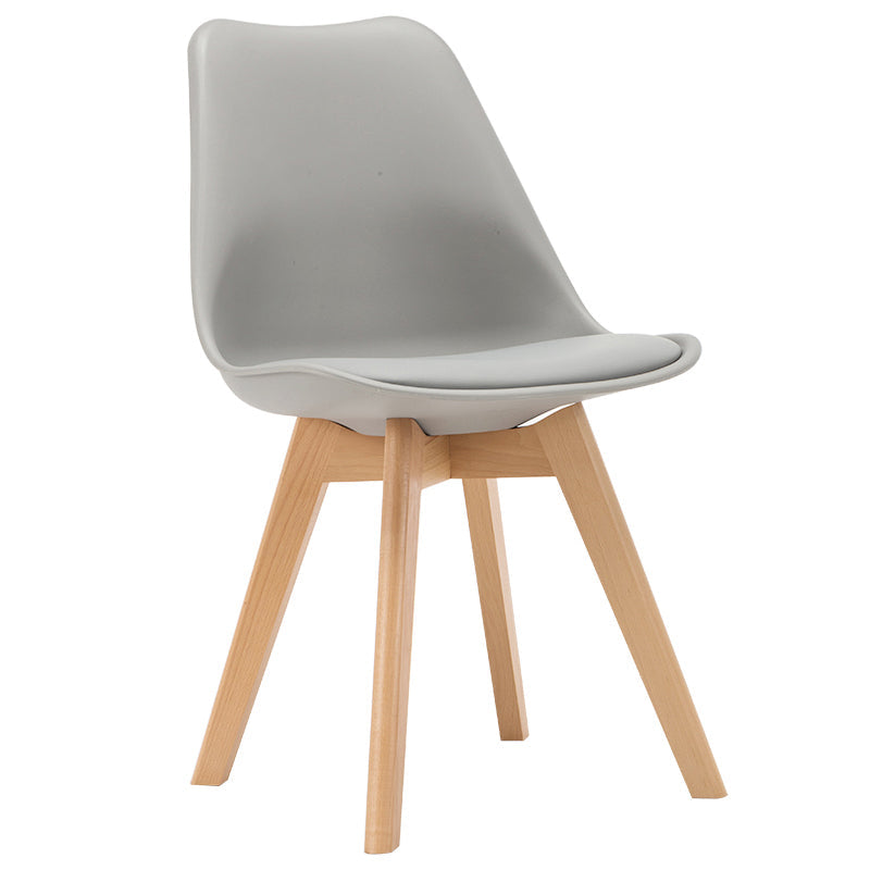 Contemporary Style Dining Room Chairs Solid Armless Chairs with Wooden Legs Grey 1 Piece Clearhalo ' kitchen&dining_furn' 'Dining Chairs' 'Dining Tables & Seating' 'dining_chair' 'Furniture' 'furniture_dining_chair' 'Kitchen & Dining Furniture' 'kitchen' 3853750