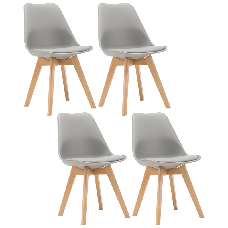 Contemporary Style Dining Room Chairs Solid Armless Chairs with Wooden Legs Grey Set of 4 Clearhalo ' kitchen&dining_furn' 'Dining Chairs' 'Dining Tables & Seating' 'dining_chair' 'Furniture' 'furniture_dining_chair' 'Kitchen & Dining Furniture' 'kitchen' 3853753