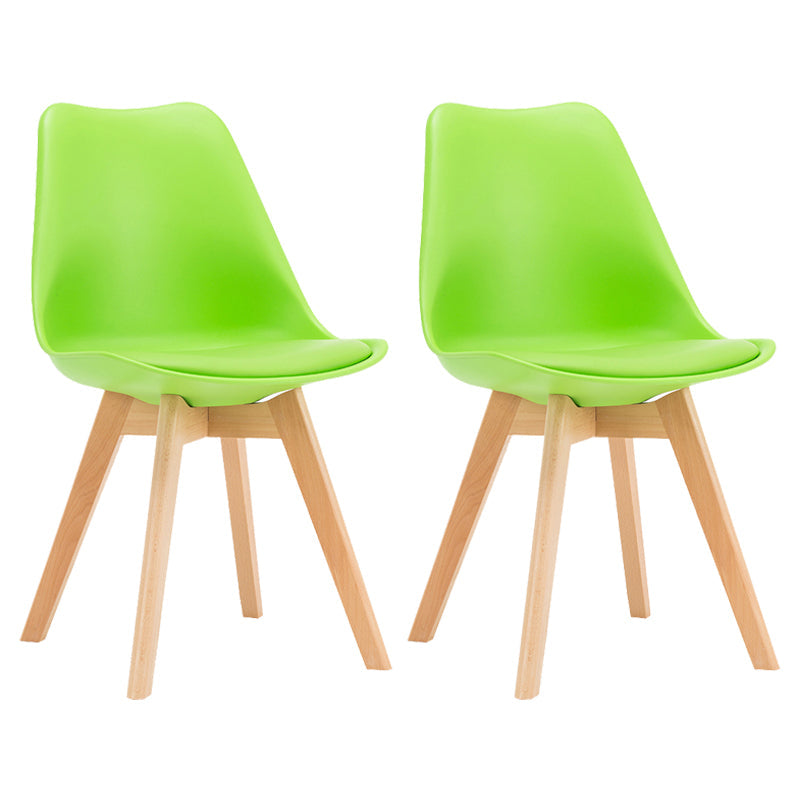 Contemporary Style Dining Room Chairs Solid Armless Chairs with Wooden Legs Green Set of 2 Clearhalo ' kitchen&dining_furn' 'Dining Chairs' 'Dining Tables & Seating' 'dining_chair' 'Furniture' 'furniture_dining_chair' 'Kitchen & Dining Furniture' 'kitchen' 3853757