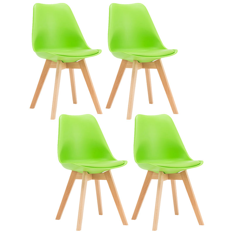 Contemporary Style Dining Room Chairs Solid Armless Chairs with Wooden Legs Green Set of 4 Clearhalo ' kitchen&dining_furn' 'Dining Chairs' 'Dining Tables & Seating' 'dining_chair' 'Furniture' 'furniture_dining_chair' 'Kitchen & Dining Furniture' 'kitchen' 3853759