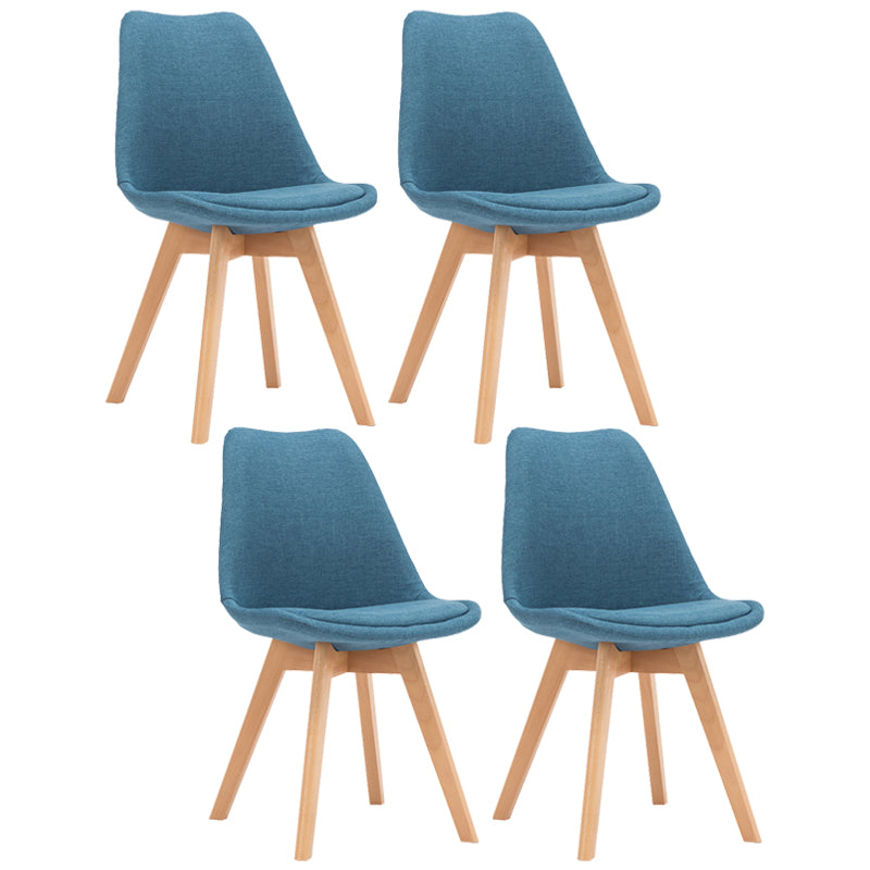 Contemporary Style Dining Room Chairs Solid Armless Chairs with Wooden Legs Dark Blue Set of 4 Clearhalo ' kitchen&dining_furn' 'Dining Chairs' 'Dining Tables & Seating' 'dining_chair' 'Furniture' 'furniture_dining_chair' 'Kitchen & Dining Furniture' 'kitchen' 3853765