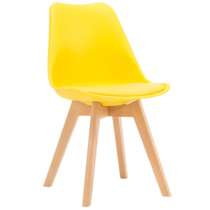 Contemporary Style Dining Room Chairs Solid Armless Chairs with Wooden Legs Yellow 1 Piece Clearhalo ' kitchen&dining_furn' 'Dining Chairs' 'Dining Tables & Seating' 'dining_chair' 'Furniture' 'furniture_dining_chair' 'Kitchen & Dining Furniture' 'kitchen' 3853768