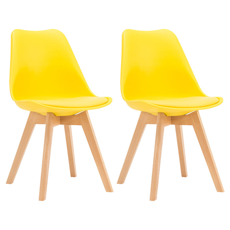Contemporary Style Dining Room Chairs Solid Armless Chairs with Wooden Legs Yellow Set of 2 Clearhalo ' kitchen&dining_furn' 'Dining Chairs' 'Dining Tables & Seating' 'dining_chair' 'Furniture' 'furniture_dining_chair' 'Kitchen & Dining Furniture' 'kitchen' 3853770