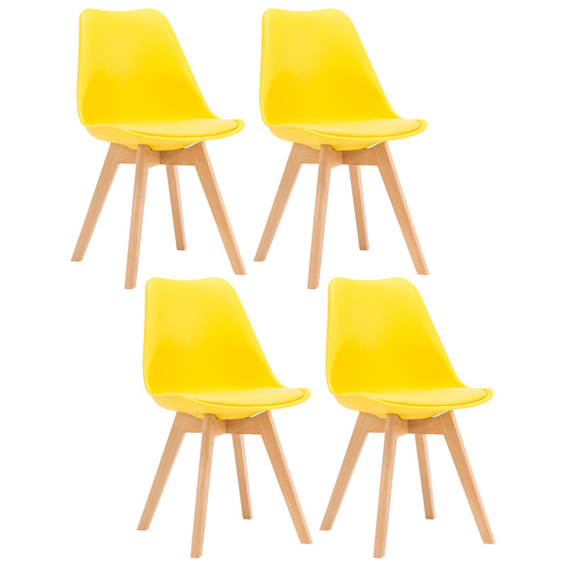 Contemporary Style Dining Room Chairs Solid Armless Chairs with Wooden Legs Yellow Set of 4 Clearhalo ' kitchen&dining_furn' 'Dining Chairs' 'Dining Tables & Seating' 'dining_chair' 'Furniture' 'furniture_dining_chair' 'Kitchen & Dining Furniture' 'kitchen' 3853771