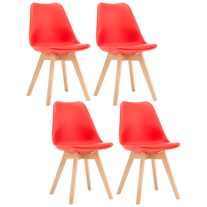 Contemporary Style Dining Room Chairs Solid Armless Chairs with Wooden Legs Red Set of 4 Clearhalo ' kitchen&dining_furn' 'Dining Chairs' 'Dining Tables & Seating' 'dining_chair' 'Furniture' 'furniture_dining_chair' 'Kitchen & Dining Furniture' 'kitchen' 3853774
