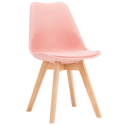 Contemporary Style Dining Room Chairs Solid Armless Chairs with Wooden Legs Pink 1 Piece Clearhalo ' kitchen&dining_furn' 'Dining Chairs' 'Dining Tables & Seating' 'dining_chair' 'Furniture' 'furniture_dining_chair' 'Kitchen & Dining Furniture' 'kitchen' 3853775