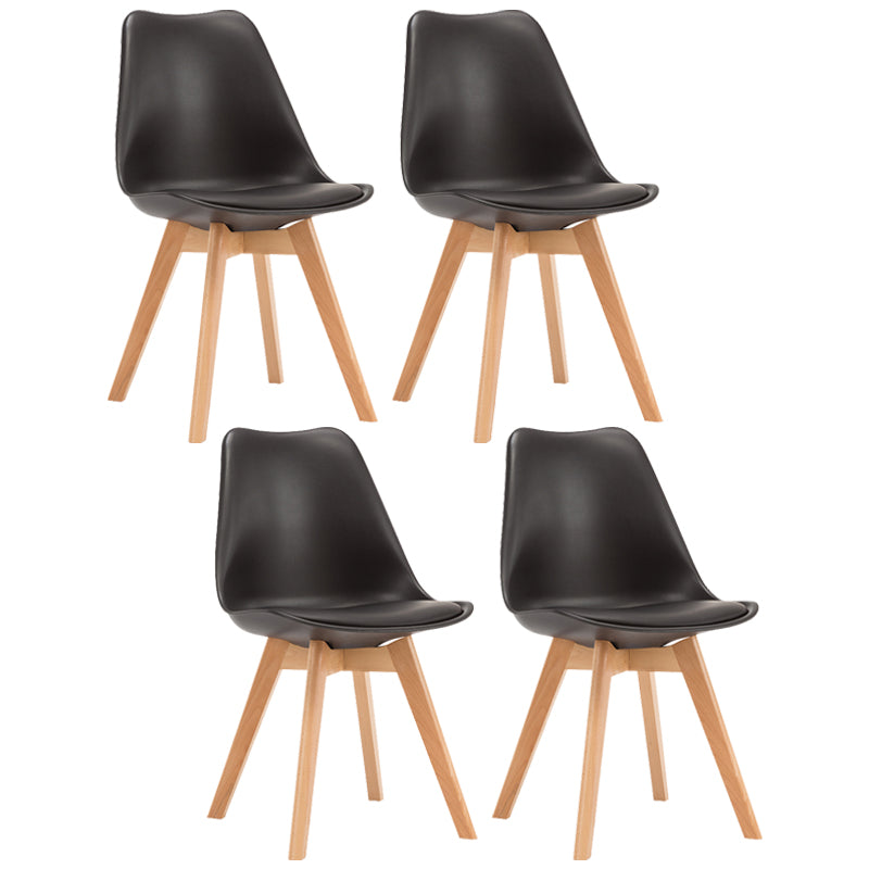 Contemporary Style Dining Room Chairs Solid Armless Chairs with Wooden Legs Black Set of 4 Clearhalo ' kitchen&dining_furn' 'Dining Chairs' 'Dining Tables & Seating' 'dining_chair' 'Furniture' 'furniture_dining_chair' 'Kitchen & Dining Furniture' 'kitchen' 3853780