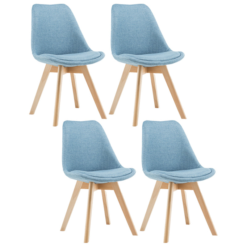 Contemporary Style Dining Room Chairs Solid Armless Chairs with Wooden Legs Light Blue Set of 4 Clearhalo ' kitchen&dining_furn' 'Dining Chairs' 'Dining Tables & Seating' 'dining_chair' 'Furniture' 'furniture_dining_chair' 'Kitchen & Dining Furniture' 'kitchen' 3853783