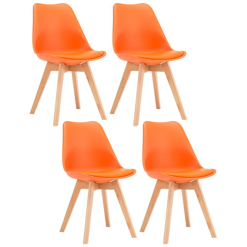 Contemporary Style Dining Room Chairs Solid Armless Chairs with Wooden Legs Orange Set of 4 Clearhalo ' kitchen&dining_furn' 'Dining Chairs' 'Dining Tables & Seating' 'dining_chair' 'Furniture' 'furniture_dining_chair' 'Kitchen & Dining Furniture' 'kitchen' 3853786