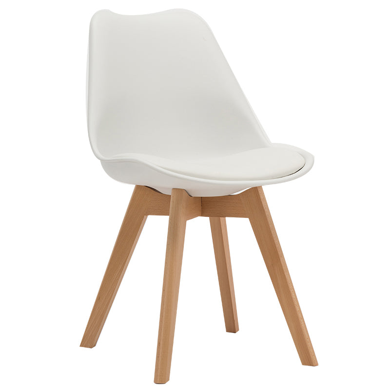 Contemporary Style Dining Room Chairs Solid Armless Chairs with Wooden Legs White 1 Piece Clearhalo ' kitchen&dining_furn' 'Dining Chairs' 'Dining Tables & Seating' 'dining_chair' 'Furniture' 'furniture_dining_chair' 'Kitchen & Dining Furniture' 'kitchen' 3853787