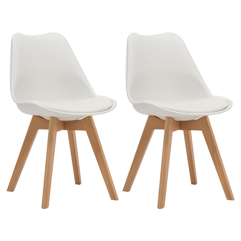 Contemporary Style Dining Room Chairs Solid Armless Chairs with Wooden Legs White Set of 2 Clearhalo ' kitchen&dining_furn' 'Dining Chairs' 'Dining Tables & Seating' 'dining_chair' 'Furniture' 'furniture_dining_chair' 'Kitchen & Dining Furniture' 'kitchen' 3853788