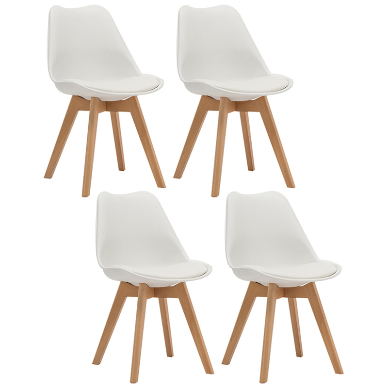 Contemporary Style Dining Room Chairs Solid Armless Chairs with Wooden Legs White Set of 4 Clearhalo ' kitchen&dining_furn' 'Dining Chairs' 'Dining Tables & Seating' 'dining_chair' 'Furniture' 'furniture_dining_chair' 'Kitchen & Dining Furniture' 'kitchen' 3853789