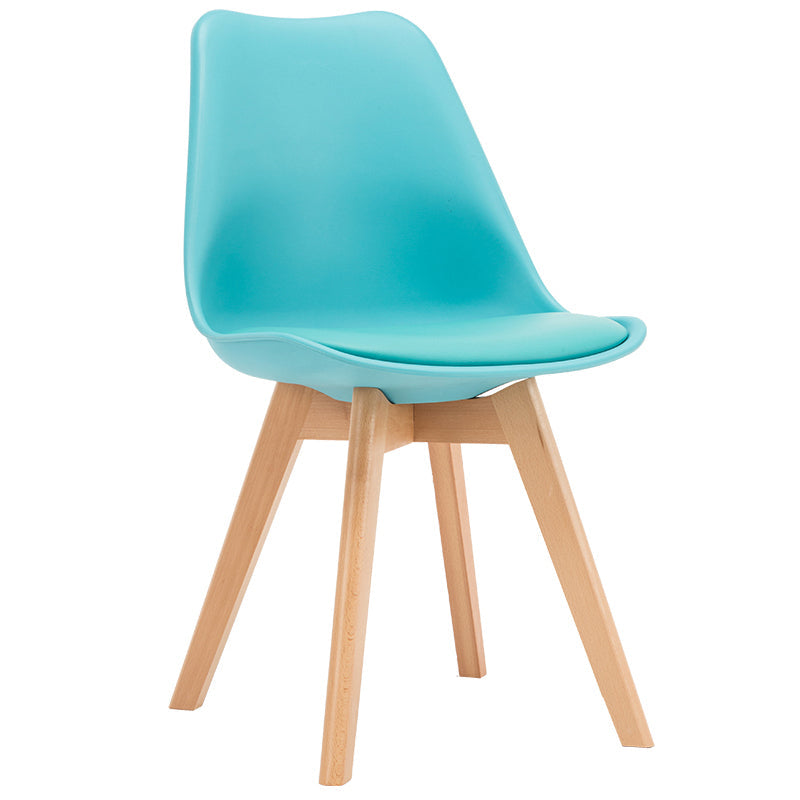 Contemporary Style Dining Room Chairs Solid Armless Chairs with Wooden Legs Blue 1 Piece Clearhalo ' kitchen&dining_furn' 'Dining Chairs' 'Dining Tables & Seating' 'dining_chair' 'Furniture' 'furniture_dining_chair' 'Kitchen & Dining Furniture' 'kitchen' 3853790