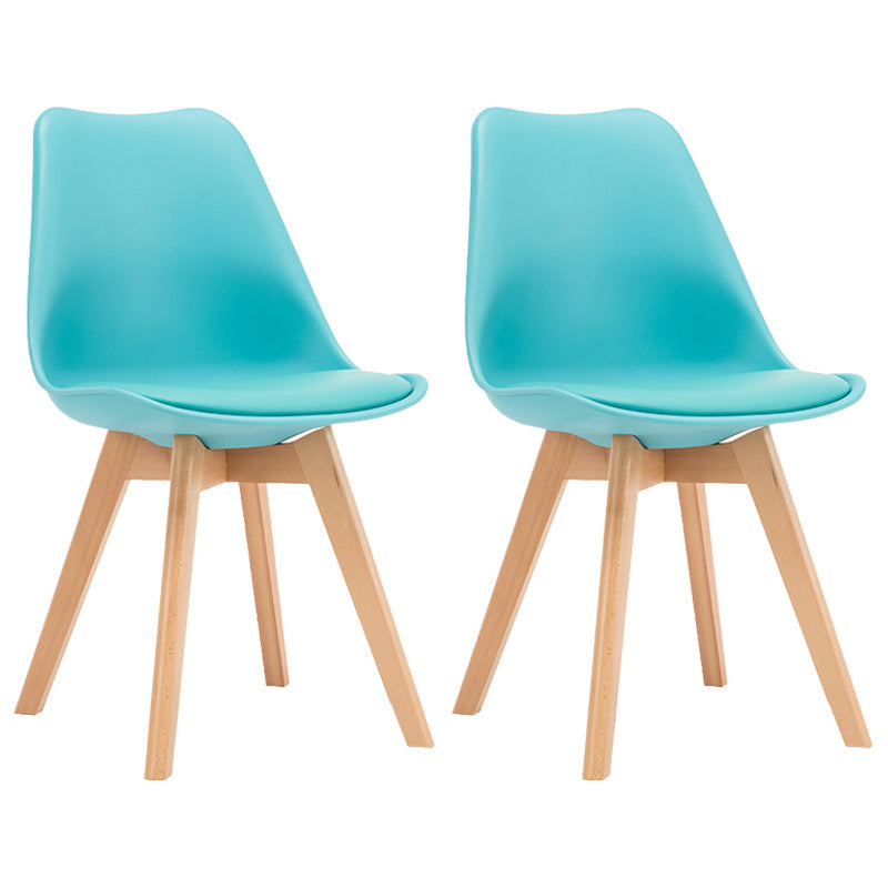 Contemporary Style Dining Room Chairs Solid Armless Chairs with Wooden Legs Blue Set of 2 Clearhalo ' kitchen&dining_furn' 'Dining Chairs' 'Dining Tables & Seating' 'dining_chair' 'Furniture' 'furniture_dining_chair' 'Kitchen & Dining Furniture' 'kitchen' 3853791