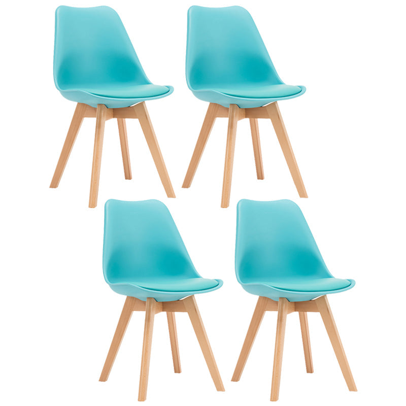 Contemporary Style Dining Room Chairs Solid Armless Chairs with Wooden Legs Blue Set of 4 Clearhalo ' kitchen&dining_furn' 'Dining Chairs' 'Dining Tables & Seating' 'dining_chair' 'Furniture' 'furniture_dining_chair' 'Kitchen & Dining Furniture' 'kitchen' 3853792