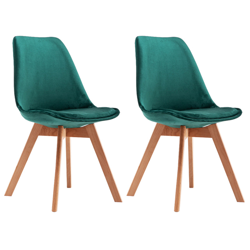 Contemporary Style Dining Room Chairs Solid Armless Chairs with Wooden Legs Blackish Green Set of 2 Clearhalo ' kitchen&dining_furn' 'Dining Chairs' 'Dining Tables & Seating' 'dining_chair' 'Furniture' 'furniture_dining_chair' 'Kitchen & Dining Furniture' 'kitchen' 3853794