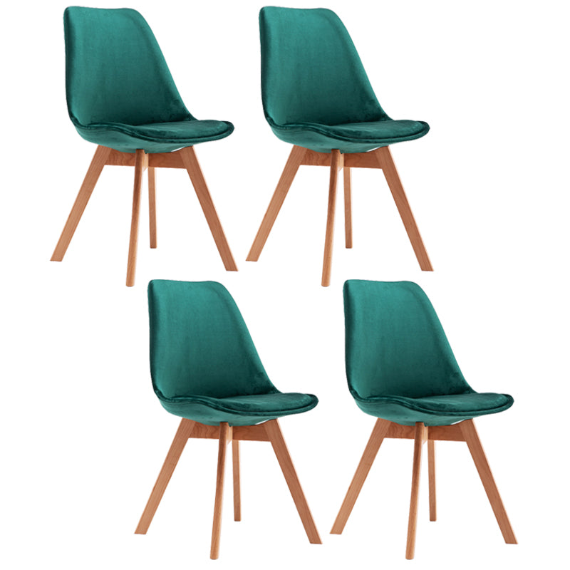 Contemporary Style Dining Room Chairs Solid Armless Chairs with Wooden Legs Blackish Green Set of 4 Clearhalo ' kitchen&dining_furn' 'Dining Chairs' 'Dining Tables & Seating' 'dining_chair' 'Furniture' 'furniture_dining_chair' 'Kitchen & Dining Furniture' 'kitchen' 3853795
