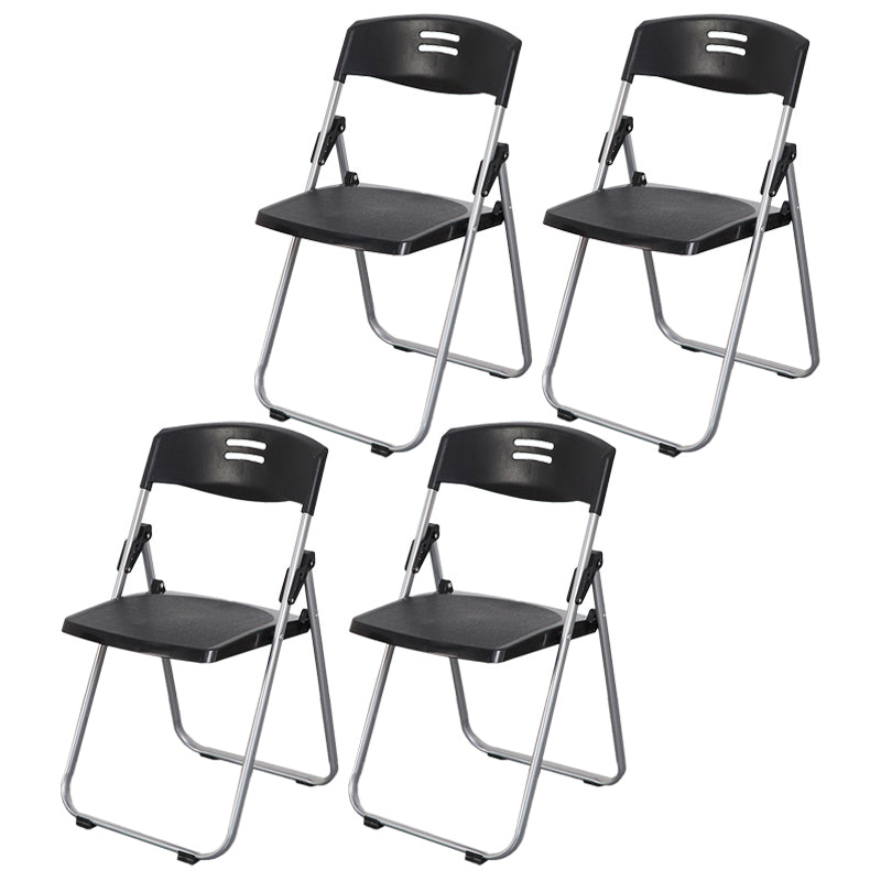 Contemporary Metal Plastic Home Side Chair Armless Open Back Dining Side Chair Black-Silver 4 Piece Set Clearhalo ' kitchen&dining_furn' 'Dining Chairs' 'Dining Tables & Seating' 'dining_chair' 'furn' 'furn_dining_chair' 'Furniture' 'furniture_dining_chair' 'Kitchen & Dining Furniture' 'kitchen' 3853810