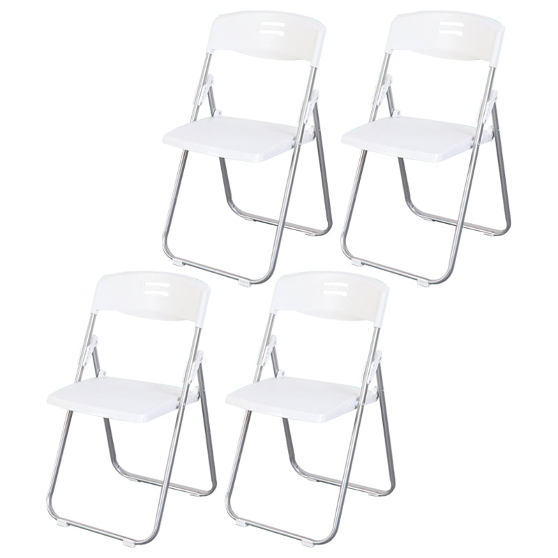 Contemporary Metal Plastic Home Side Chair Armless Open Back Dining Side Chair White-Silver 4 Piece Set Clearhalo ' kitchen&dining_furn' 'Dining Chairs' 'Dining Tables & Seating' 'dining_chair' 'furn' 'furn_dining_chair' 'Furniture' 'furniture_dining_chair' 'Kitchen & Dining Furniture' 'kitchen' 3853825