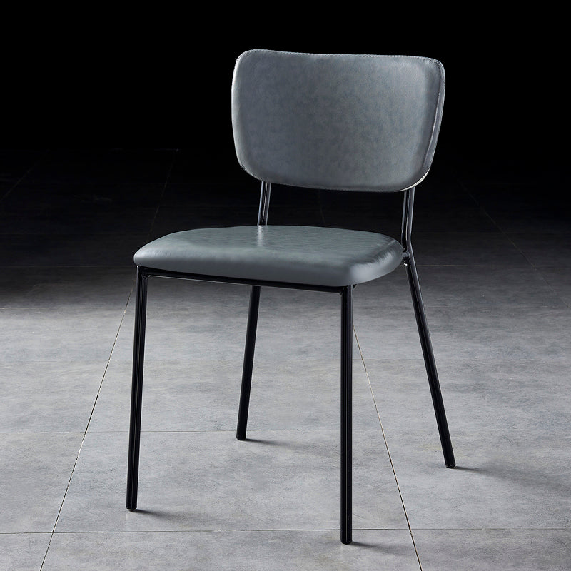 Scandinavian Style Metal Chair Set Kitchen Open Back Stackable Side Chairs Dark Gray 1 Piece Black Clearhalo ' kitchen&dining_furn' 'Dining Chairs' 'Dining Tables & Seating' 'dining_chair' 'furn' 'furn_dining_chair' 'Furniture' 'furniture_dining_chair' 'Kitchen & Dining Furniture' 'kitchen' 3853827