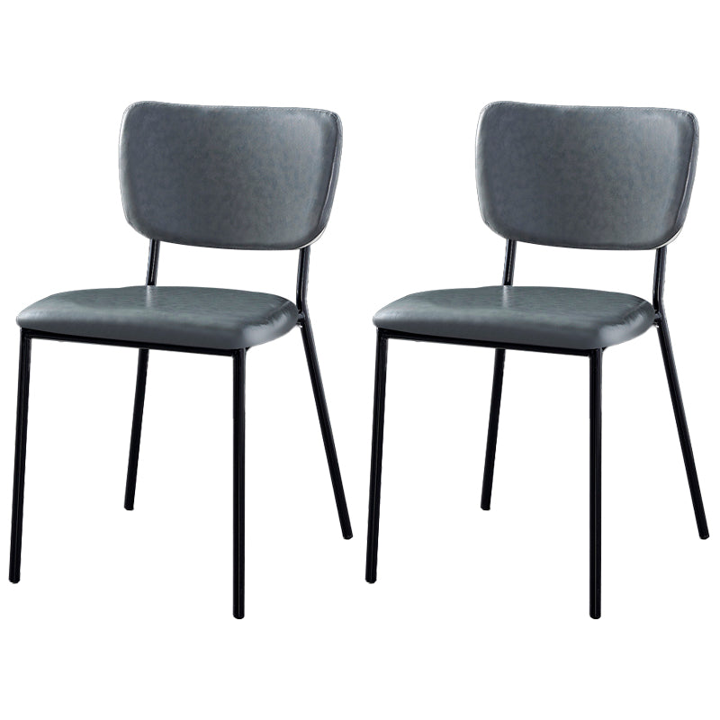 Scandinavian Style Metal Chair Set Kitchen Open Back Stackable Side Chairs Dark Gray 2 Piece Set Black Clearhalo ' kitchen&dining_furn' 'Dining Chairs' 'Dining Tables & Seating' 'dining_chair' 'furn' 'furn_dining_chair' 'Furniture' 'furniture_dining_chair' 'Kitchen & Dining Furniture' 'kitchen' 3853828