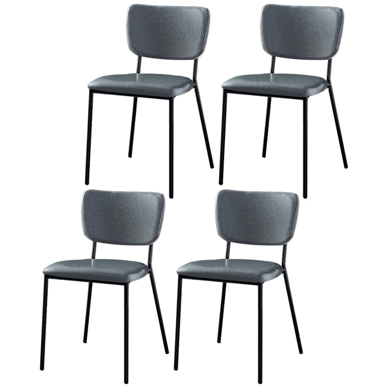 Scandinavian Style Metal Chair Set Kitchen Open Back Stackable Side Chairs Dark Gray 4 Piece Set Black Clearhalo ' kitchen&dining_furn' 'Dining Chairs' 'Dining Tables & Seating' 'dining_chair' 'furn' 'furn_dining_chair' 'Furniture' 'furniture_dining_chair' 'Kitchen & Dining Furniture' 'kitchen' 3853831