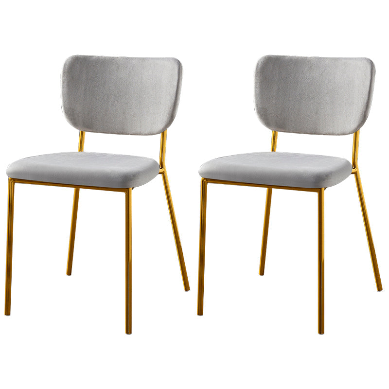 Scandinavian Style Metal Chair Set Kitchen Open Back Stackable Side Chairs Grey 2 Piece Set Brass Gold Clearhalo ' kitchen&dining_furn' 'Dining Chairs' 'Dining Tables & Seating' 'dining_chair' 'furn' 'furn_dining_chair' 'Furniture' 'furniture_dining_chair' 'Kitchen & Dining Furniture' 'kitchen' 3853841
