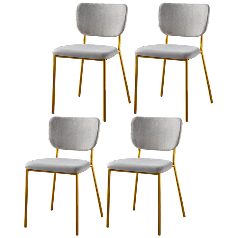 Scandinavian Style Metal Chair Set Kitchen Open Back Stackable Side Chairs Grey 4 Piece Set Brass Gold Clearhalo ' kitchen&dining_furn' 'Dining Chairs' 'Dining Tables & Seating' 'dining_chair' 'furn' 'furn_dining_chair' 'Furniture' 'furniture_dining_chair' 'Kitchen & Dining Furniture' 'kitchen' 3853843