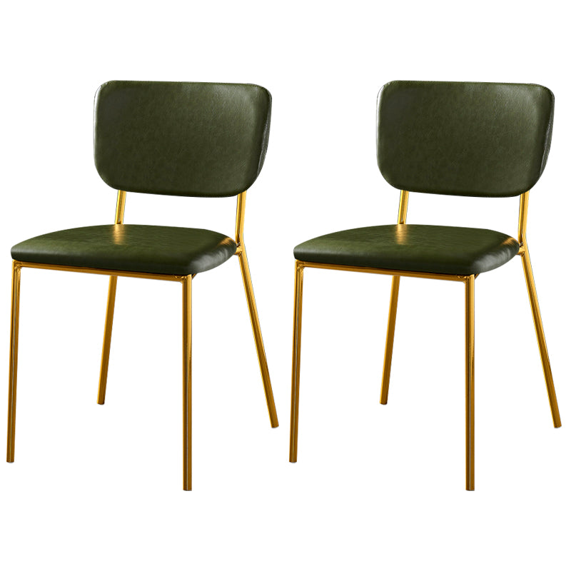 Scandinavian Style Metal Chair Set Kitchen Open Back Stackable Side Chairs Light Green 2 Piece Set Brass Gold Clearhalo ' kitchen&dining_furn' 'Dining Chairs' 'Dining Tables & Seating' 'dining_chair' 'furn' 'furn_dining_chair' 'Furniture' 'furniture_dining_chair' 'Kitchen & Dining Furniture' 'kitchen' 3853852