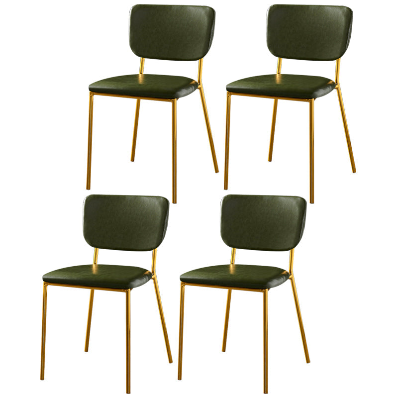 Scandinavian Style Metal Chair Set Kitchen Open Back Stackable Side Chairs Light Green 4 Piece Set Brass Gold Clearhalo ' kitchen&dining_furn' 'Dining Chairs' 'Dining Tables & Seating' 'dining_chair' 'furn' 'furn_dining_chair' 'Furniture' 'furniture_dining_chair' 'Kitchen & Dining Furniture' 'kitchen' 3853853