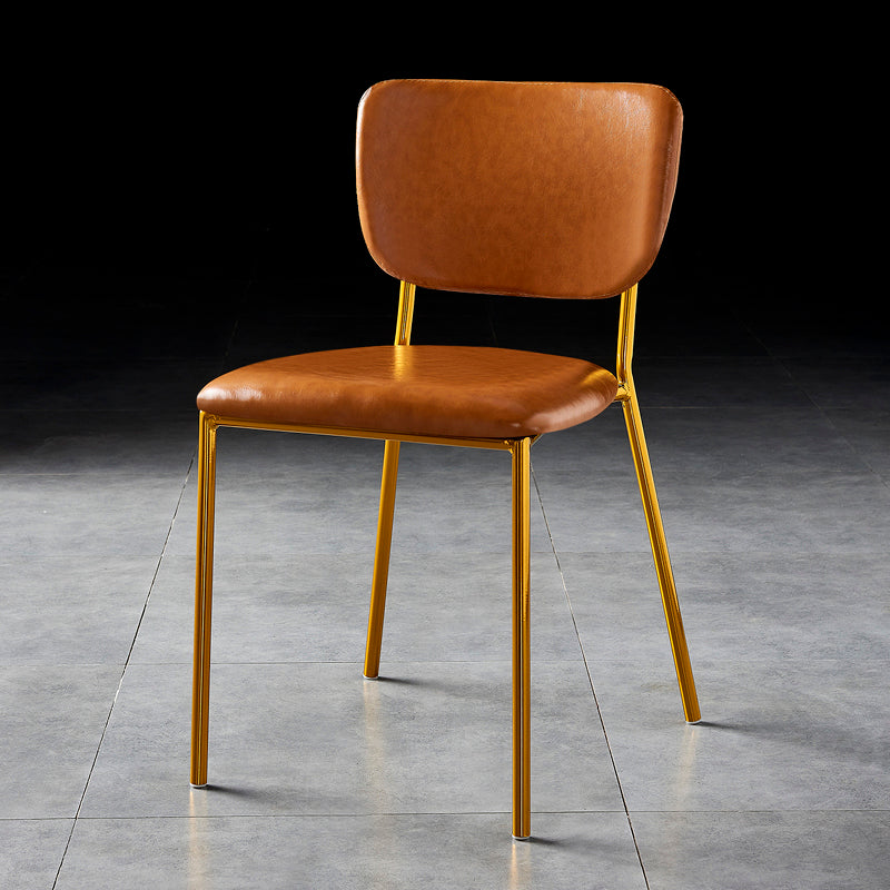 Scandinavian Style Metal Chair Set Kitchen Open Back Stackable Side Chairs Yellow 1 Piece Brass Gold Clearhalo ' kitchen&dining_furn' 'Dining Chairs' 'Dining Tables & Seating' 'dining_chair' 'furn' 'furn_dining_chair' 'Furniture' 'furniture_dining_chair' 'Kitchen & Dining Furniture' 'kitchen' 3853860