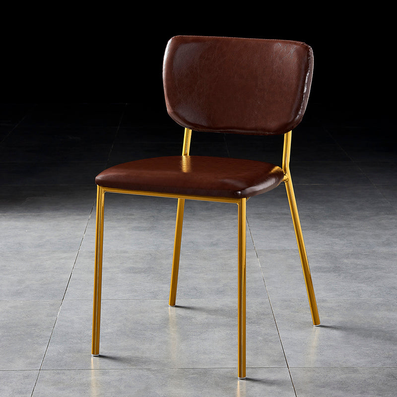 Scandinavian Style Metal Chair Set Kitchen Open Back Stackable Side Chairs Brown 1 Piece Brass Gold Clearhalo ' kitchen&dining_furn' 'Dining Chairs' 'Dining Tables & Seating' 'dining_chair' 'furn' 'furn_dining_chair' 'Furniture' 'furniture_dining_chair' 'Kitchen & Dining Furniture' 'kitchen' 3853866