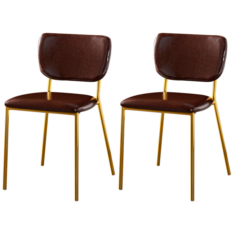 Scandinavian Style Metal Chair Set Kitchen Open Back Stackable Side Chairs Brown 2 Piece Set Brass Gold Clearhalo ' kitchen&dining_furn' 'Dining Chairs' 'Dining Tables & Seating' 'dining_chair' 'furn' 'furn_dining_chair' 'Furniture' 'furniture_dining_chair' 'Kitchen & Dining Furniture' 'kitchen' 3853867