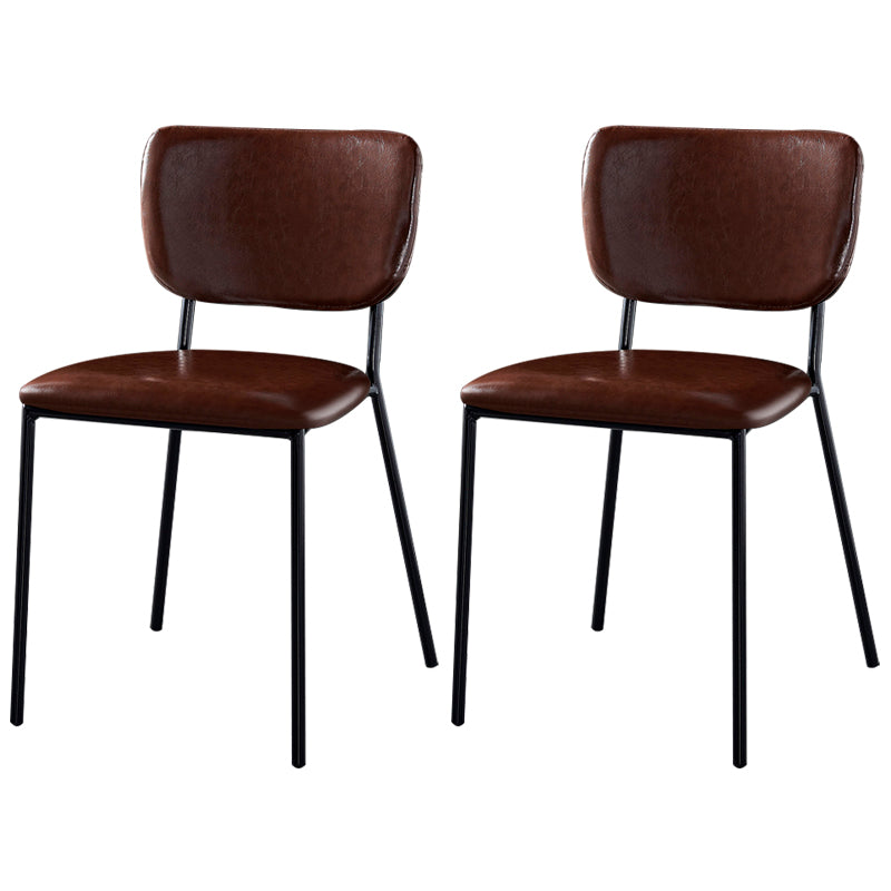Scandinavian Style Metal Chair Set Kitchen Open Back Stackable Side Chairs Brown 2 Piece Set Black Clearhalo ' kitchen&dining_furn' 'Dining Chairs' 'Dining Tables & Seating' 'dining_chair' 'furn' 'furn_dining_chair' 'Furniture' 'furniture_dining_chair' 'Kitchen & Dining Furniture' 'kitchen' 3853870