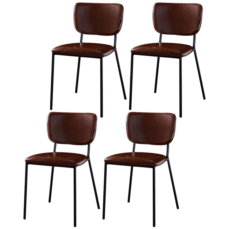 Scandinavian Style Metal Chair Set Kitchen Open Back Stackable Side Chairs Brown 4 Piece Set Black Clearhalo ' kitchen&dining_furn' 'Dining Chairs' 'Dining Tables & Seating' 'dining_chair' 'furn' 'furn_dining_chair' 'Furniture' 'furniture_dining_chair' 'Kitchen & Dining Furniture' 'kitchen' 3853871