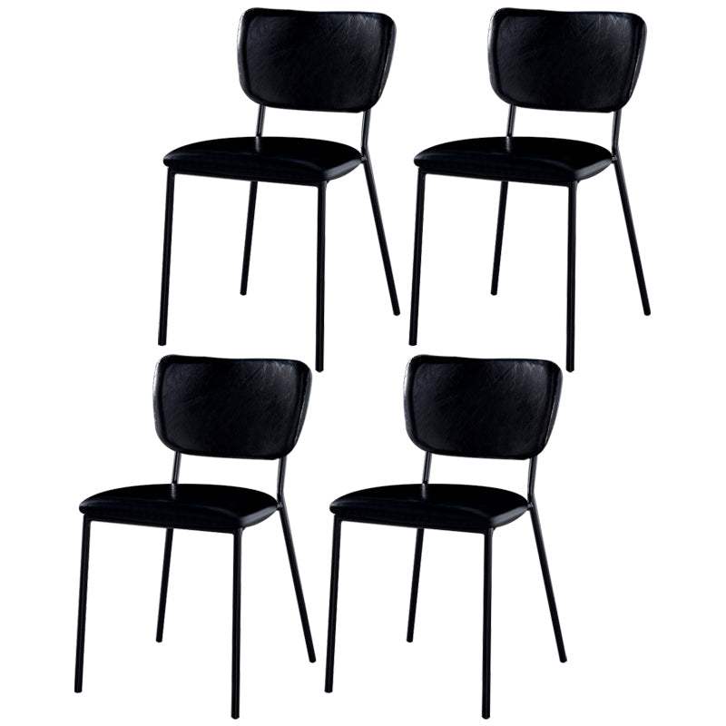 Scandinavian Style Metal Chair Set Kitchen Open Back Stackable Side Chairs Black 4 Piece Set Black Clearhalo ' kitchen&dining_furn' 'Dining Chairs' 'Dining Tables & Seating' 'dining_chair' 'furn' 'furn_dining_chair' 'Furniture' 'furniture_dining_chair' 'Kitchen & Dining Furniture' 'kitchen' 3853874