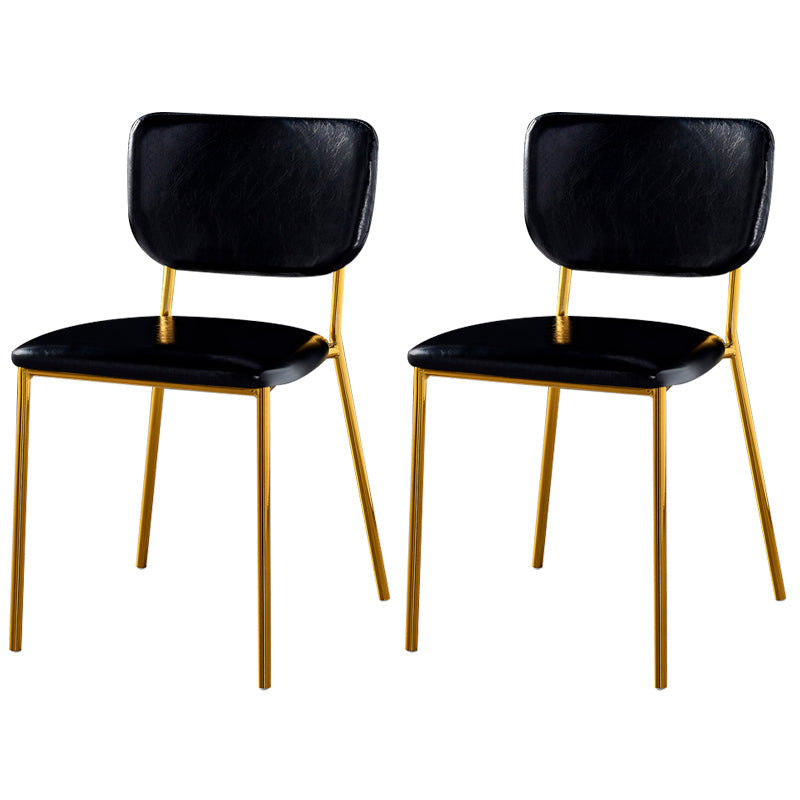 Scandinavian Style Metal Chair Set Kitchen Open Back Stackable Side Chairs Black 2 Piece Set Brass Gold Clearhalo ' kitchen&dining_furn' 'Dining Chairs' 'Dining Tables & Seating' 'dining_chair' 'furn' 'furn_dining_chair' 'Furniture' 'furniture_dining_chair' 'Kitchen & Dining Furniture' 'kitchen' 3853876