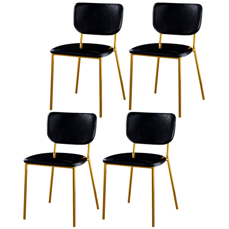 Scandinavian Style Metal Chair Set Kitchen Open Back Stackable Side Chairs Black 4 Piece Set Brass Gold Clearhalo ' kitchen&dining_furn' 'Dining Chairs' 'Dining Tables & Seating' 'dining_chair' 'furn' 'furn_dining_chair' 'Furniture' 'furniture_dining_chair' 'Kitchen & Dining Furniture' 'kitchen' 3853877