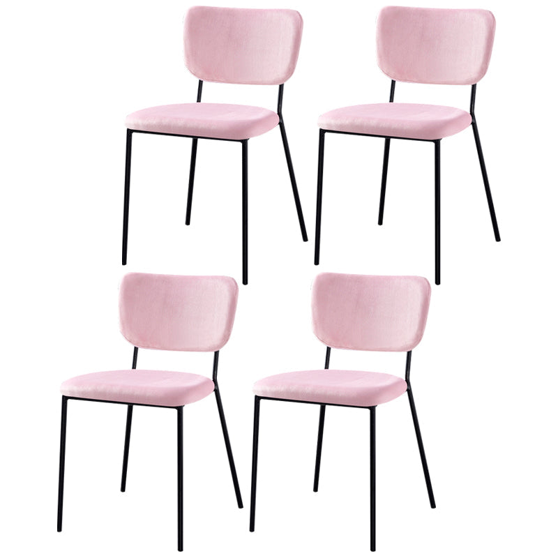 Scandinavian Style Metal Chair Set Kitchen Open Back Stackable Side Chairs Pink 4 Piece Set Black Clearhalo ' kitchen&dining_furn' 'Dining Chairs' 'Dining Tables & Seating' 'dining_chair' 'furn' 'furn_dining_chair' 'Furniture' 'furniture_dining_chair' 'Kitchen & Dining Furniture' 'kitchen' 3853880