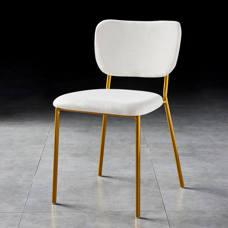 Scandinavian Style Metal Chair Set Kitchen Open Back Stackable Side Chairs White 1 Piece Brass Gold Clearhalo ' kitchen&dining_furn' 'Dining Chairs' 'Dining Tables & Seating' 'dining_chair' 'furn' 'furn_dining_chair' 'Furniture' 'furniture_dining_chair' 'Kitchen & Dining Furniture' 'kitchen' 3853884