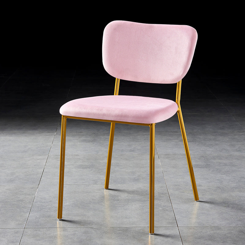 Scandinavian Style Metal Chair Set Kitchen Open Back Stackable Side Chairs Pink 1 Piece Brass Gold Clearhalo ' kitchen&dining_furn' 'Dining Chairs' 'Dining Tables & Seating' 'dining_chair' 'furn' 'furn_dining_chair' 'Furniture' 'furniture_dining_chair' 'Kitchen & Dining Furniture' 'kitchen' 3853890