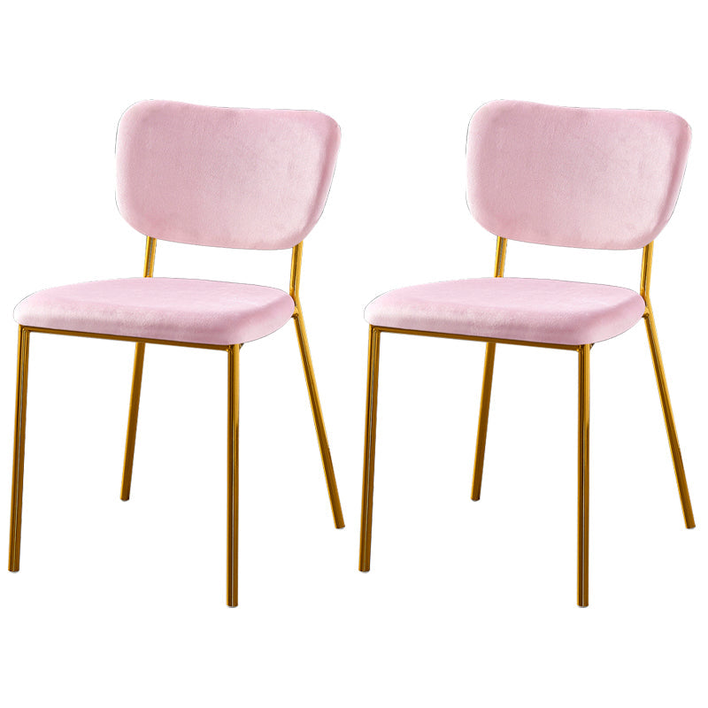 Scandinavian Style Metal Chair Set Kitchen Open Back Stackable Side Chairs Pink 2 Piece Set Brass Gold Clearhalo ' kitchen&dining_furn' 'Dining Chairs' 'Dining Tables & Seating' 'dining_chair' 'furn' 'furn_dining_chair' 'Furniture' 'furniture_dining_chair' 'Kitchen & Dining Furniture' 'kitchen' 3853891